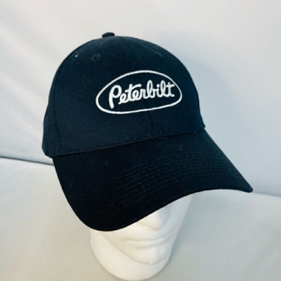 Peterbilt Black Oval Logo Baseball Golf Cap Hat Port & Company Adjusts Back On b - Picture 1 of 7